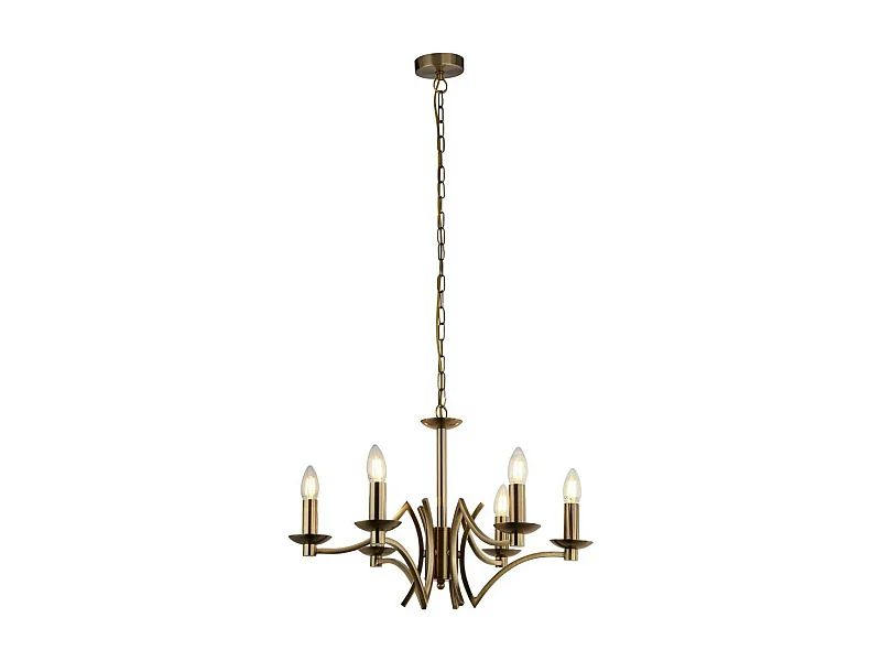 Lampadario Industrial-Nordico Ascot Acciaio Ottone 6 Luci E14