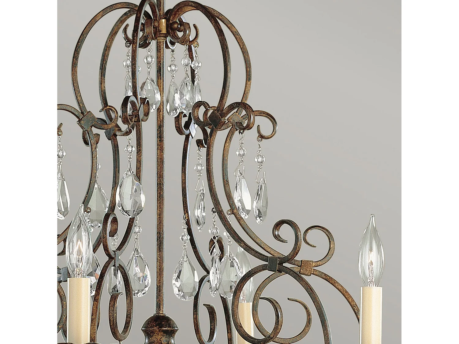 Lampadario Contemporaneo Chateau Acciaio Bronzo Moka Cristallo 6 Luci E14