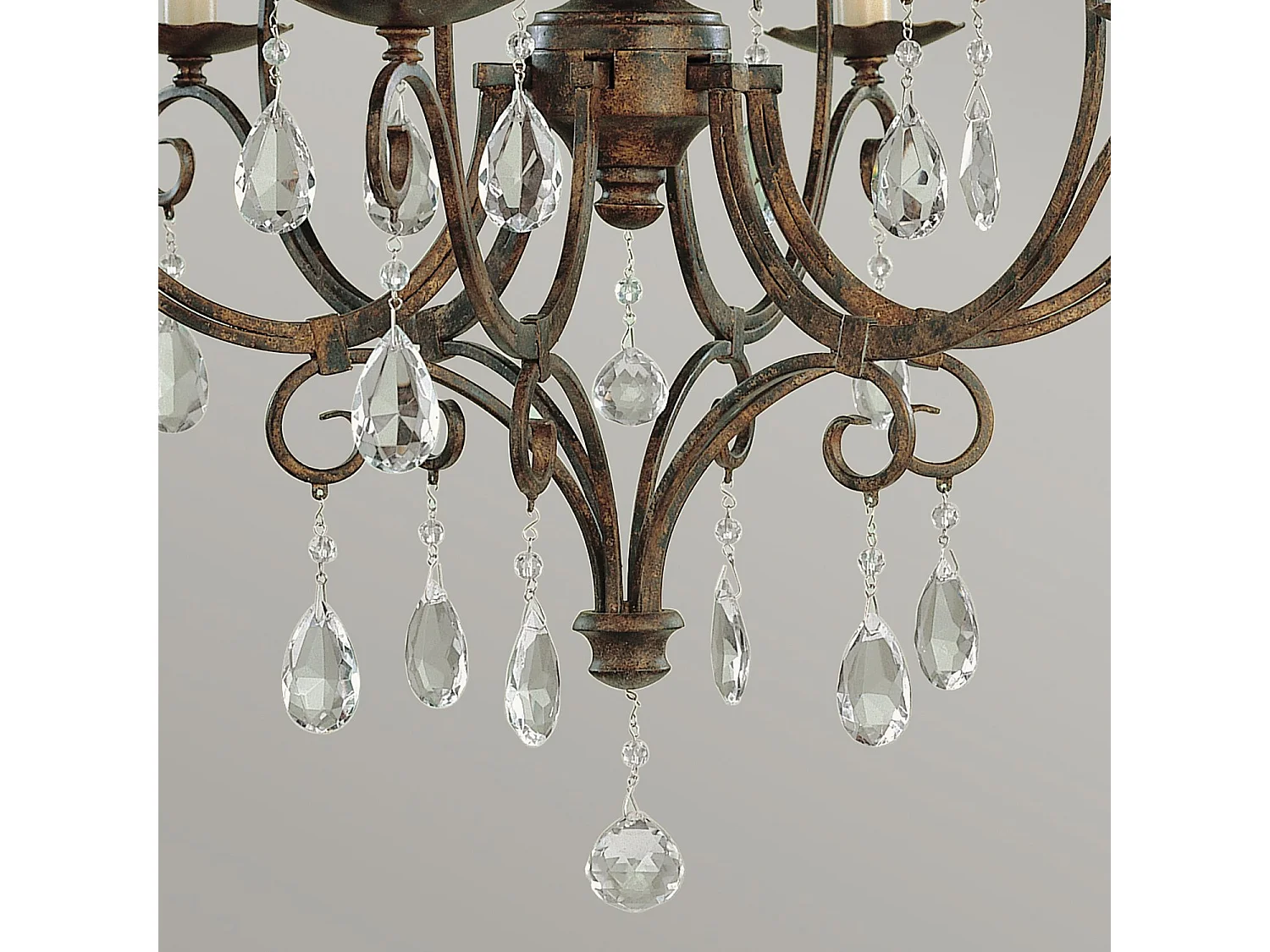Lampadario Contemporaneo Chateau Acciaio Bronzo Moka Cristallo 6 Luci E14