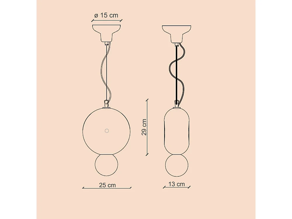 Sospensione Vintage Decò Bumbum 1 Elemento Ceramica Arancio Pokè 1 Luce E27