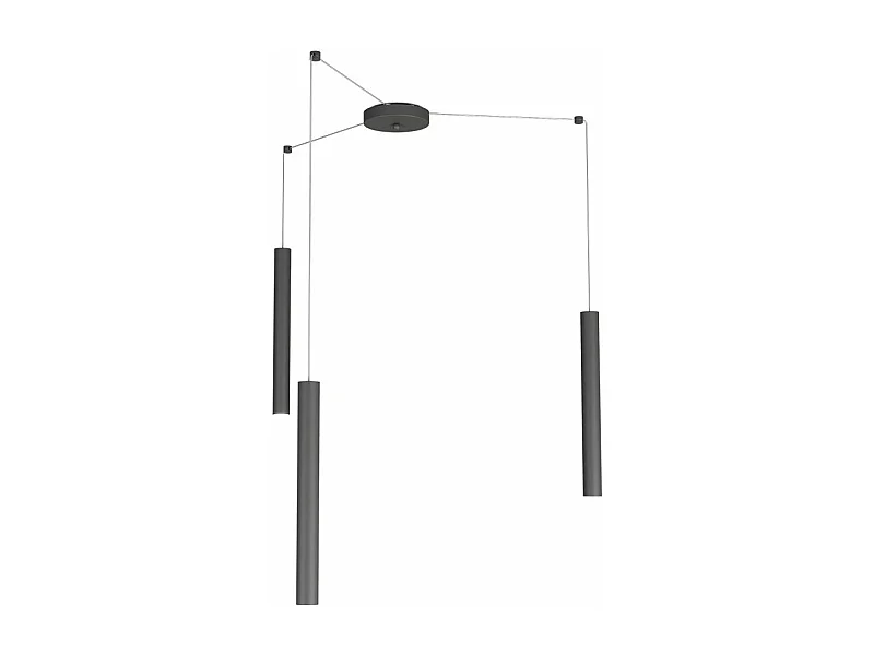 Round Tube Sospensione 3 Luci Grigio Antracite Cavo Cm.250 Con Base