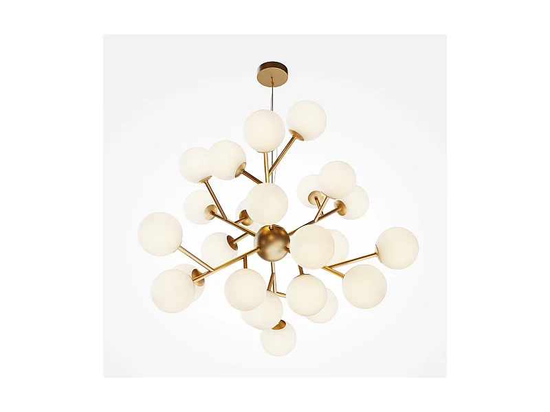 Maytoni Dallas Plafoniera moderna a sospensione a globo con 24 luci oro, paralume bianco opaco, G9