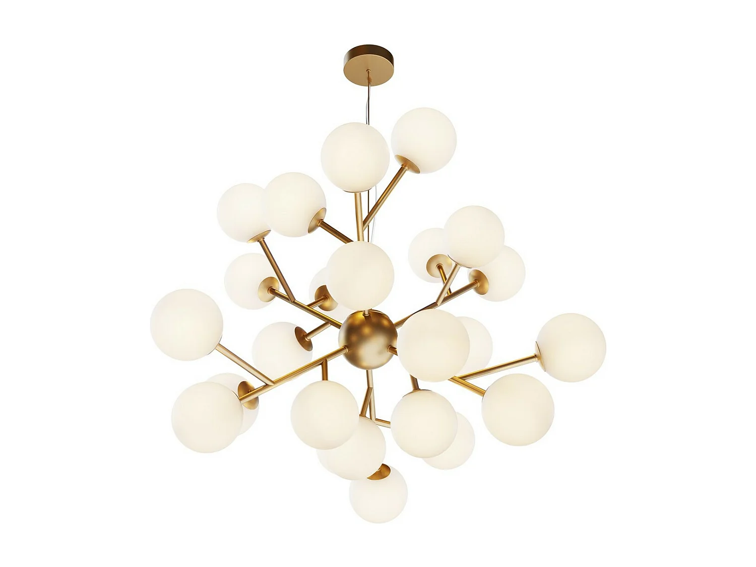 Maytoni Dallas Plafoniera moderna a sospensione a globo con 24 luci oro, paralume bianco opaco, G9