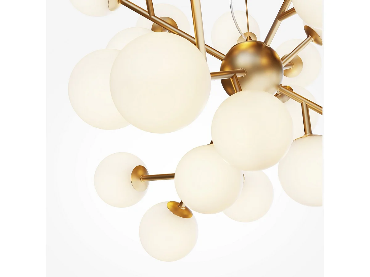 Maytoni Dallas Plafoniera moderna a sospensione a globo con 24 luci oro, paralume bianco opaco, G9