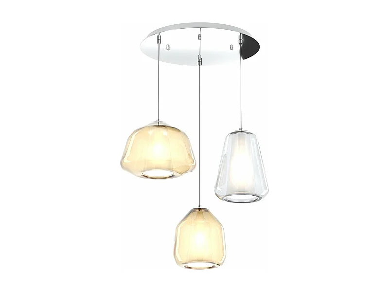 Sospensione Cromo 3 Luci Tonda Vetri Alpha Am + Beta Am + Gamma Tr