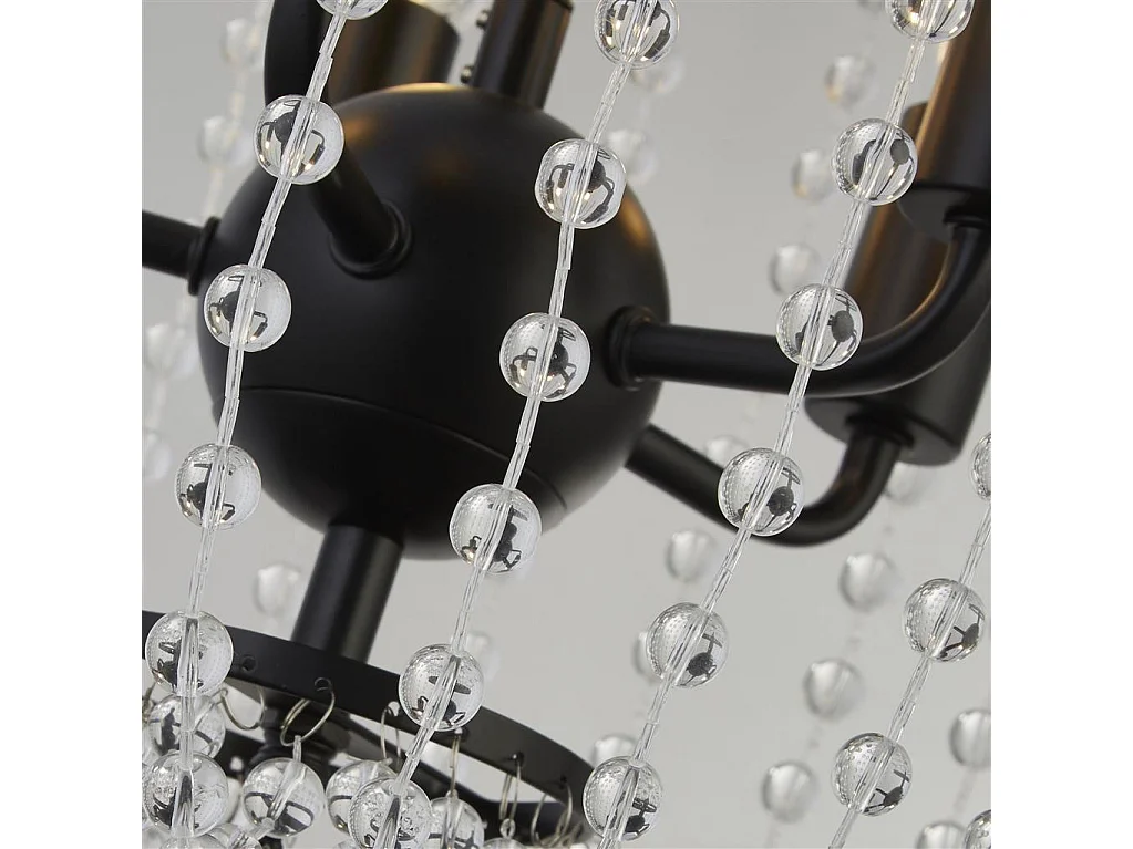 Searchlight Shower5 ljus hänge, svart finish, metall, klar kristall