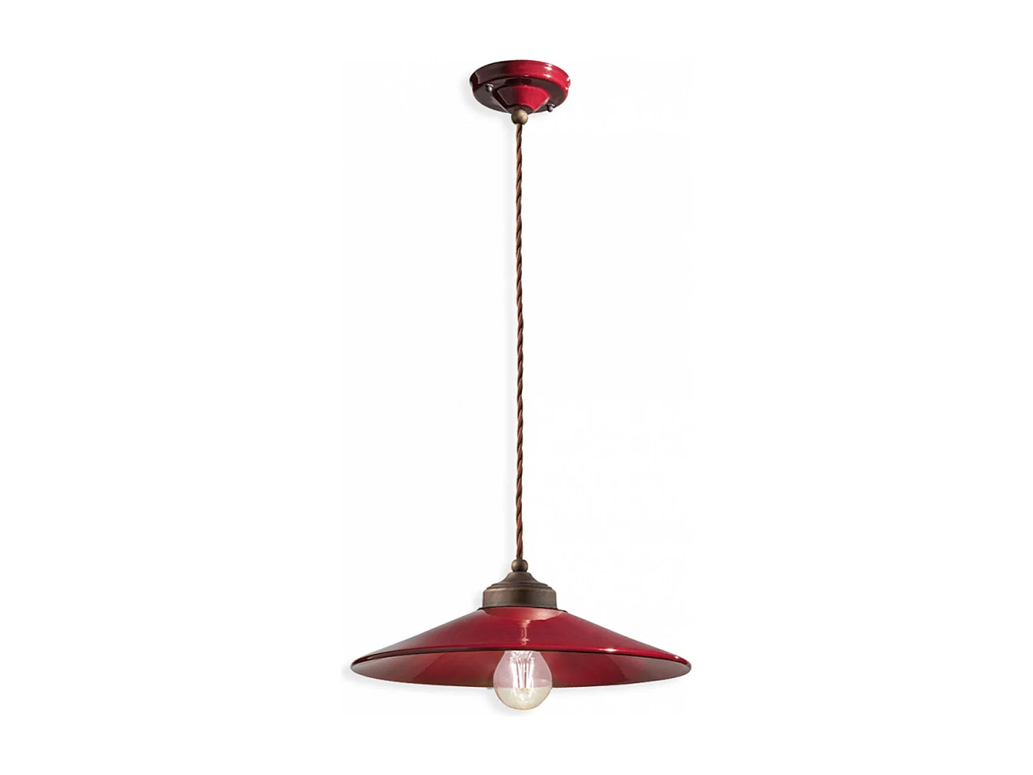 Lampadario Vintage Colors Ferro E Ceramica Bordeaux 1 Luce E27 35Cm