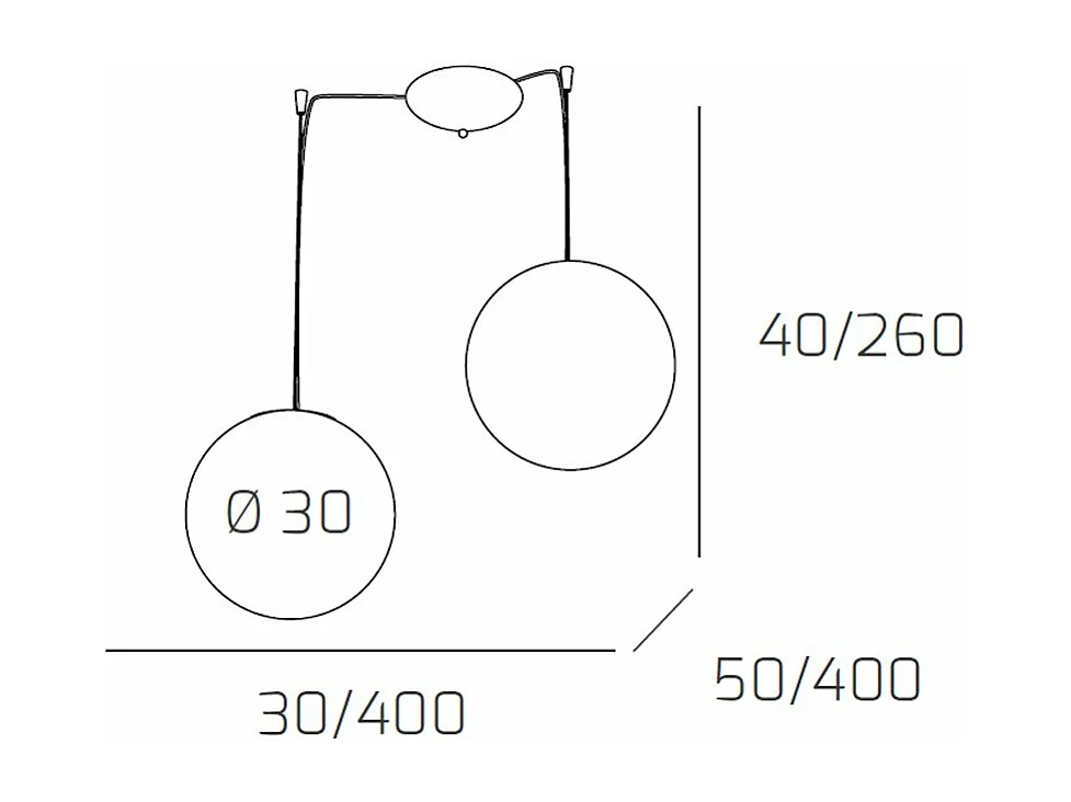 Sospensione Contemporanea Moon Metallo Cromo Vetro Rosso 2 Luci E27 D.30Cm