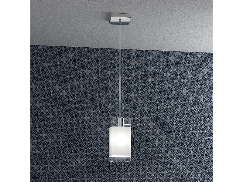 Sospensione Contemporanea Wild Metallo Cromo Vetro Satinato 1 Luce E27