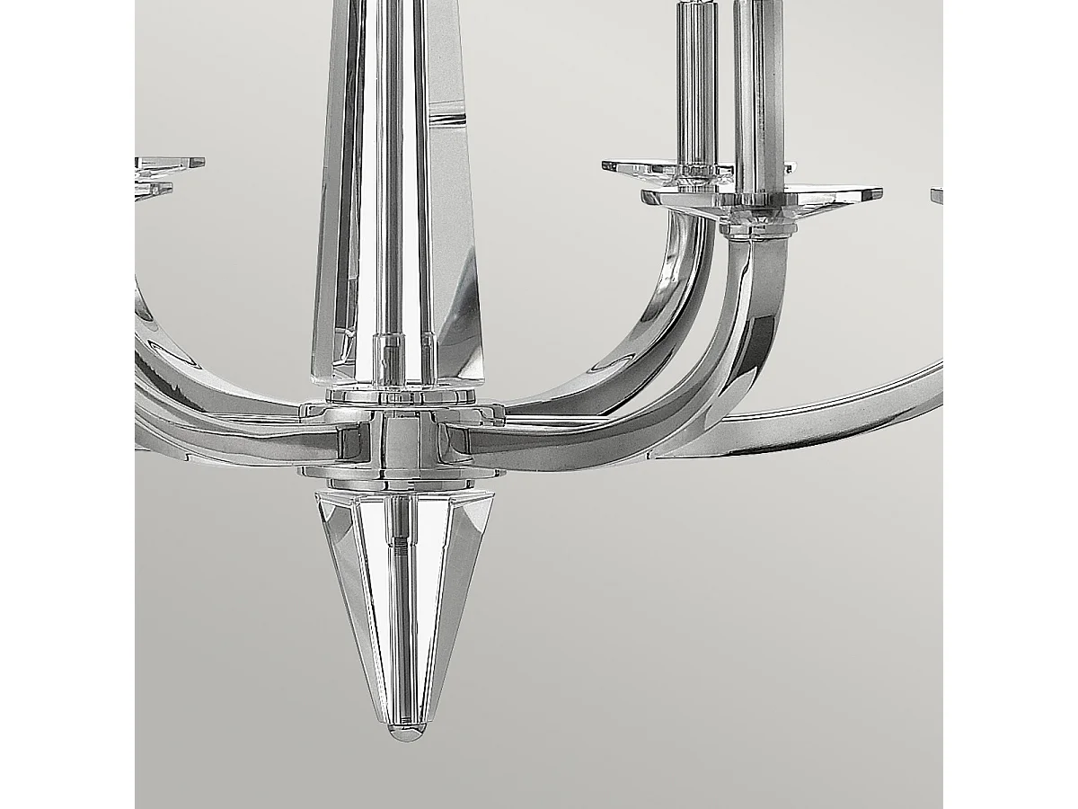 Lampadario Industrial Nordico Ascher Acciaio Nichel Lucido Cristallo 6 Luci E14