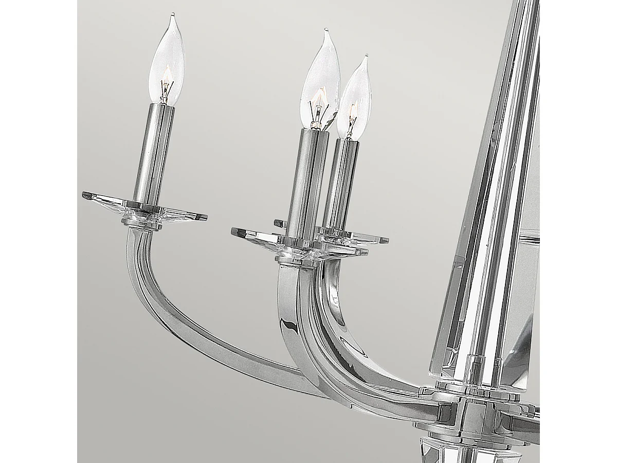 Ascher Hinkley Kronleuchter mit 6 Leuchten, Nickel poliert