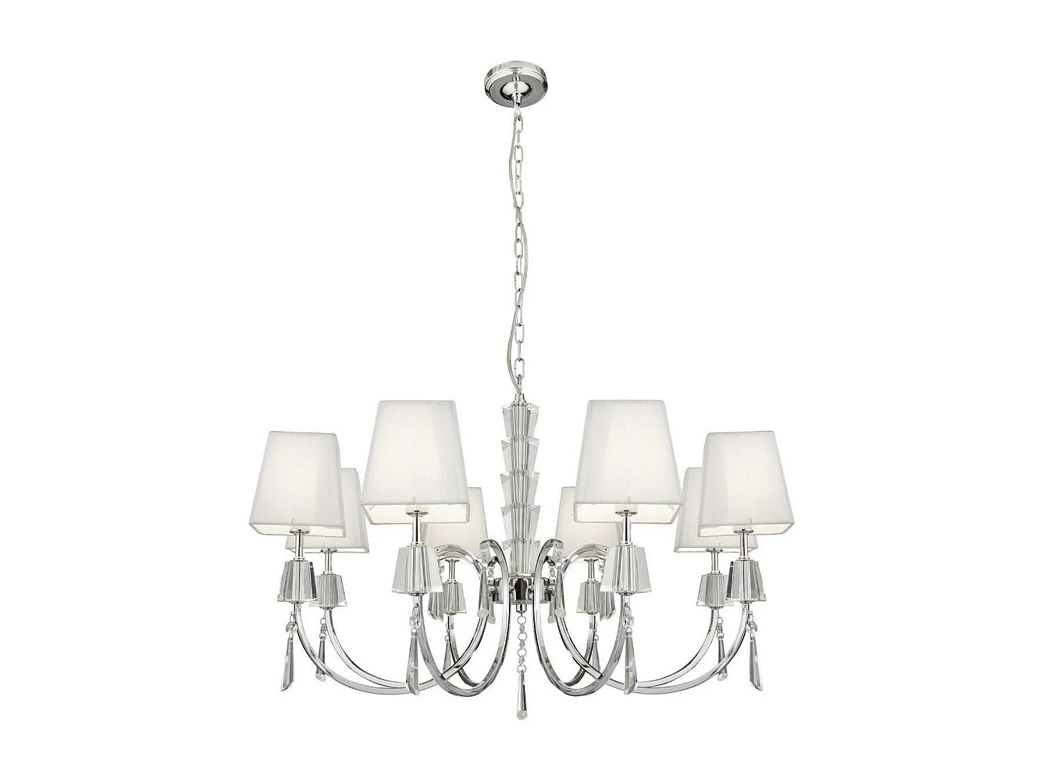 Searchlight Portico - Lampadario a 8 luci multibraccio finitura cromata, G9