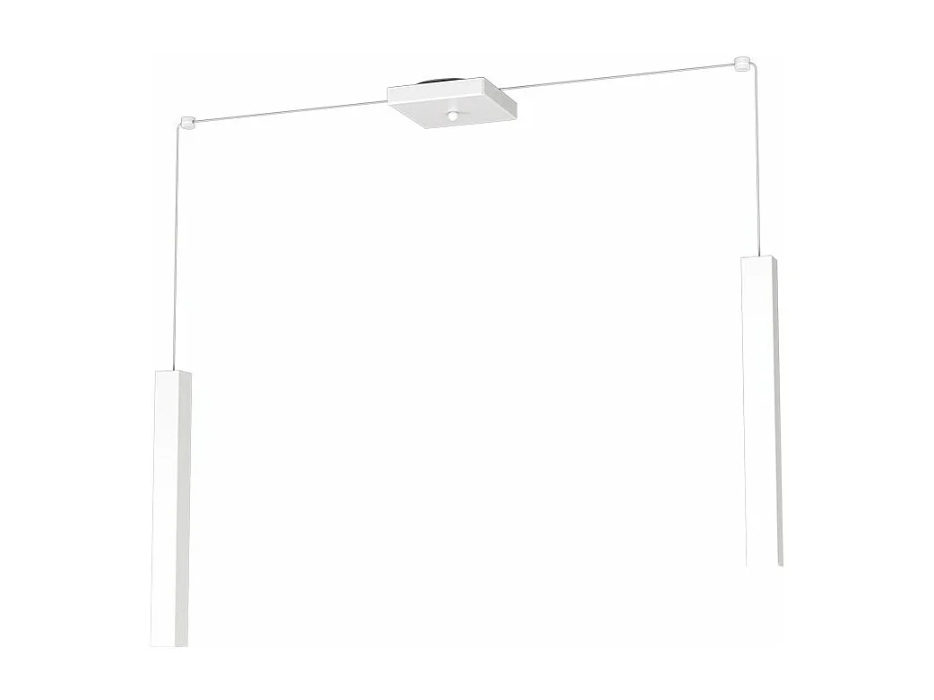 Square Tube Sospensione 2 Luci Bianco Cavo Cm.250 Con Base