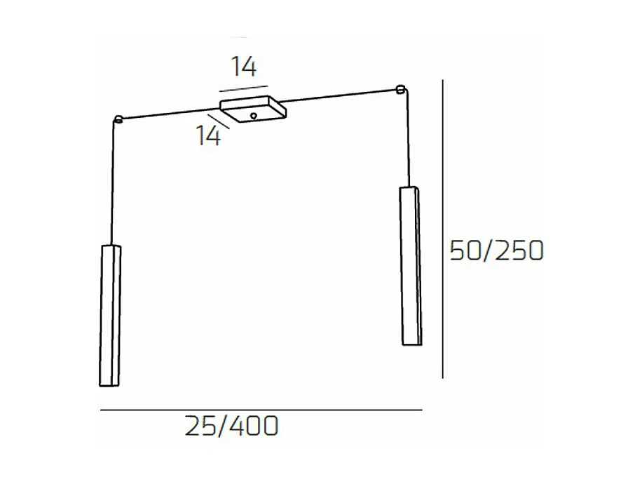 Square Tube Sospensione 2 Luci Bianco Cavo Cm.250 Con Base