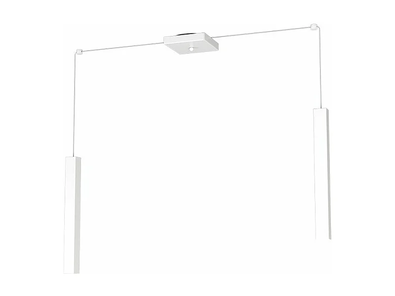 Square Tube Sospensione 2 Luci Bianco Cavo Cm.250 Con Base