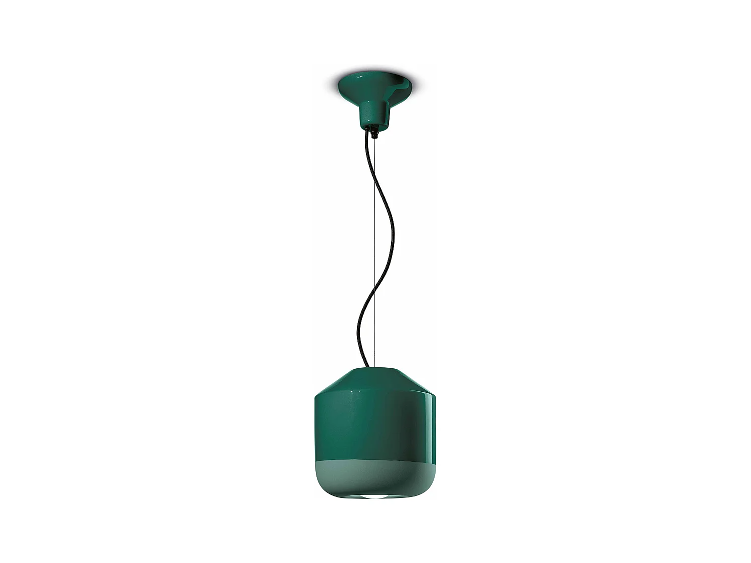 Sospensione Piccola Vintage Decò Bellota Ceramica Verde Bottiglia 1 Luce E27