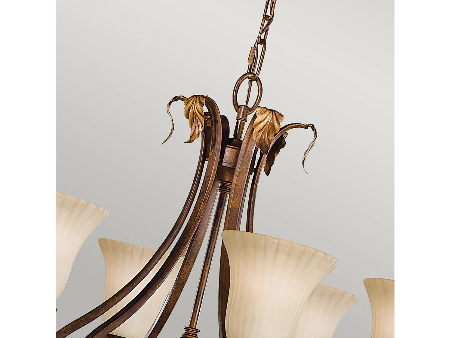 Lampadario Contemporaneo Sonoma Valley Acciaio Marrone Antico Vetro 6 Luci E27