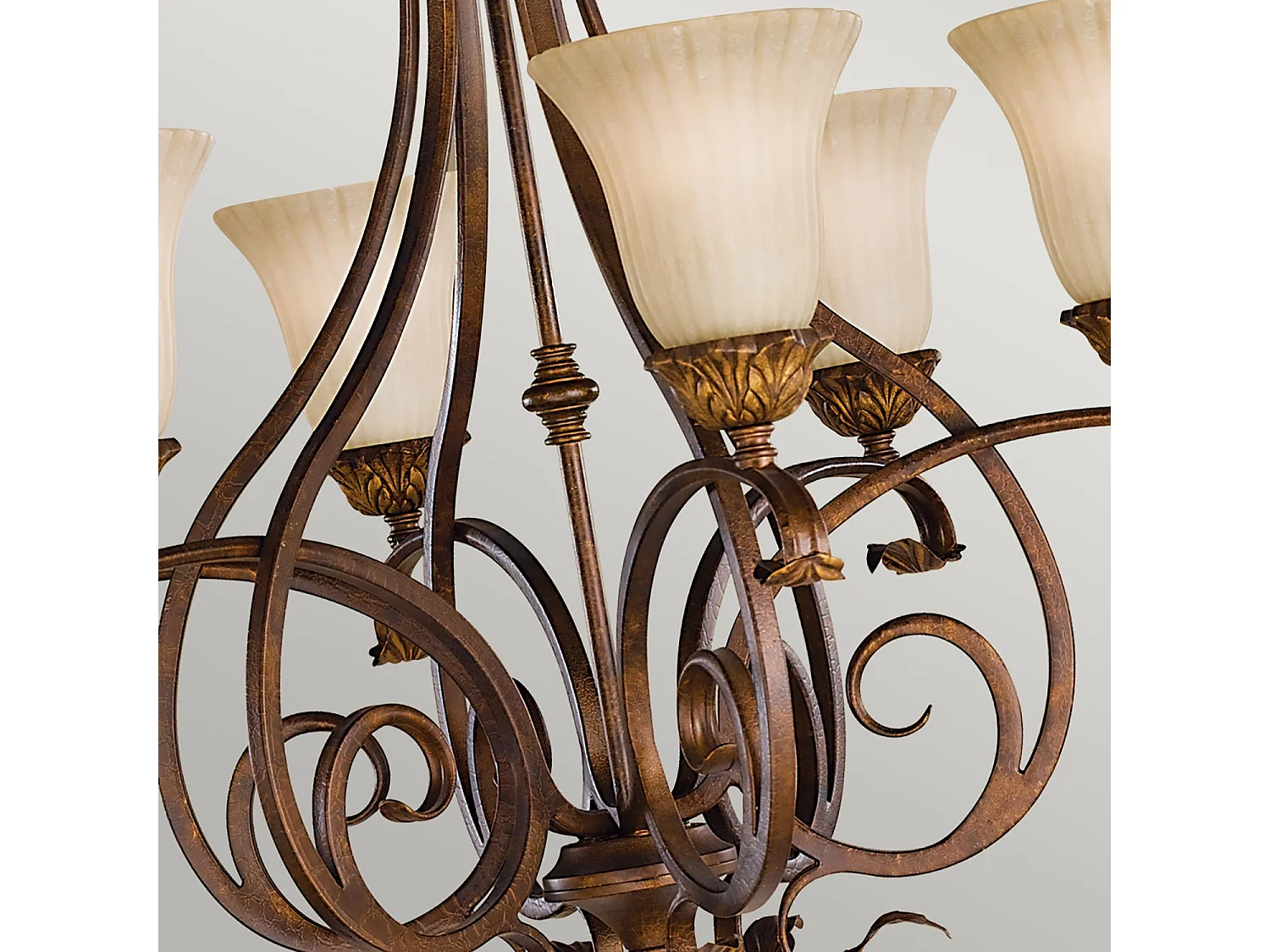 Lampadario Contemporaneo Sonoma Valley Acciaio Marrone Antico Vetro 6 Luci E27