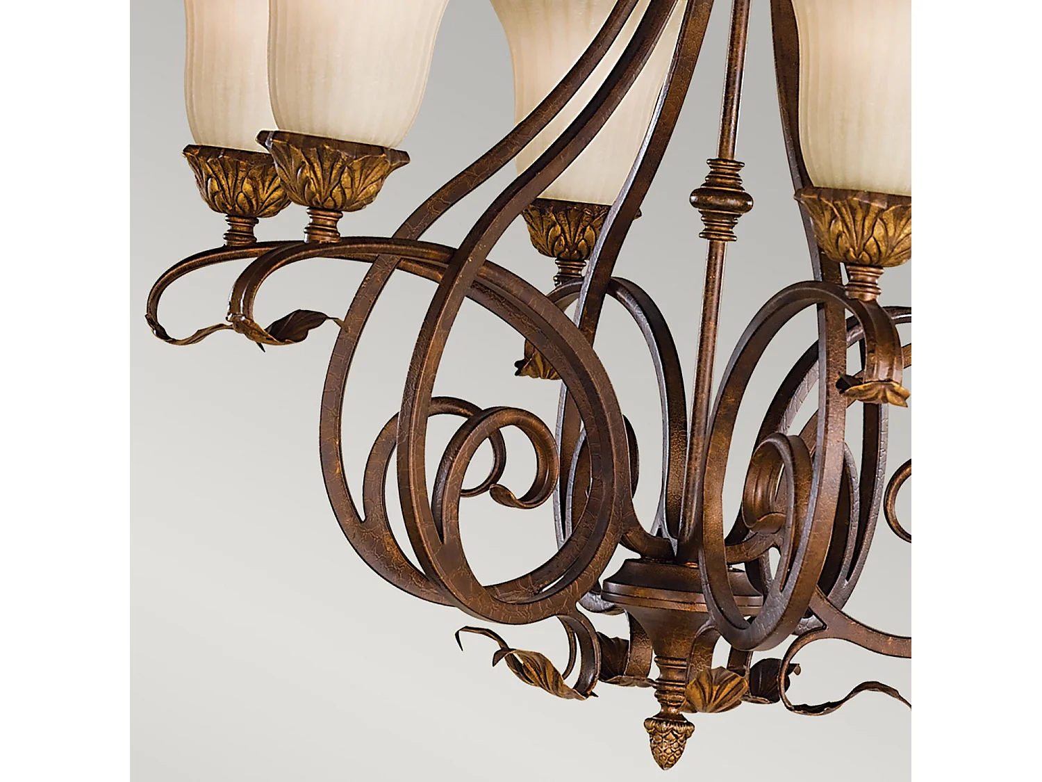 Lampadario Contemporaneo Sonoma Valley Acciaio Marrone Antico Vetro 6 Luci E27