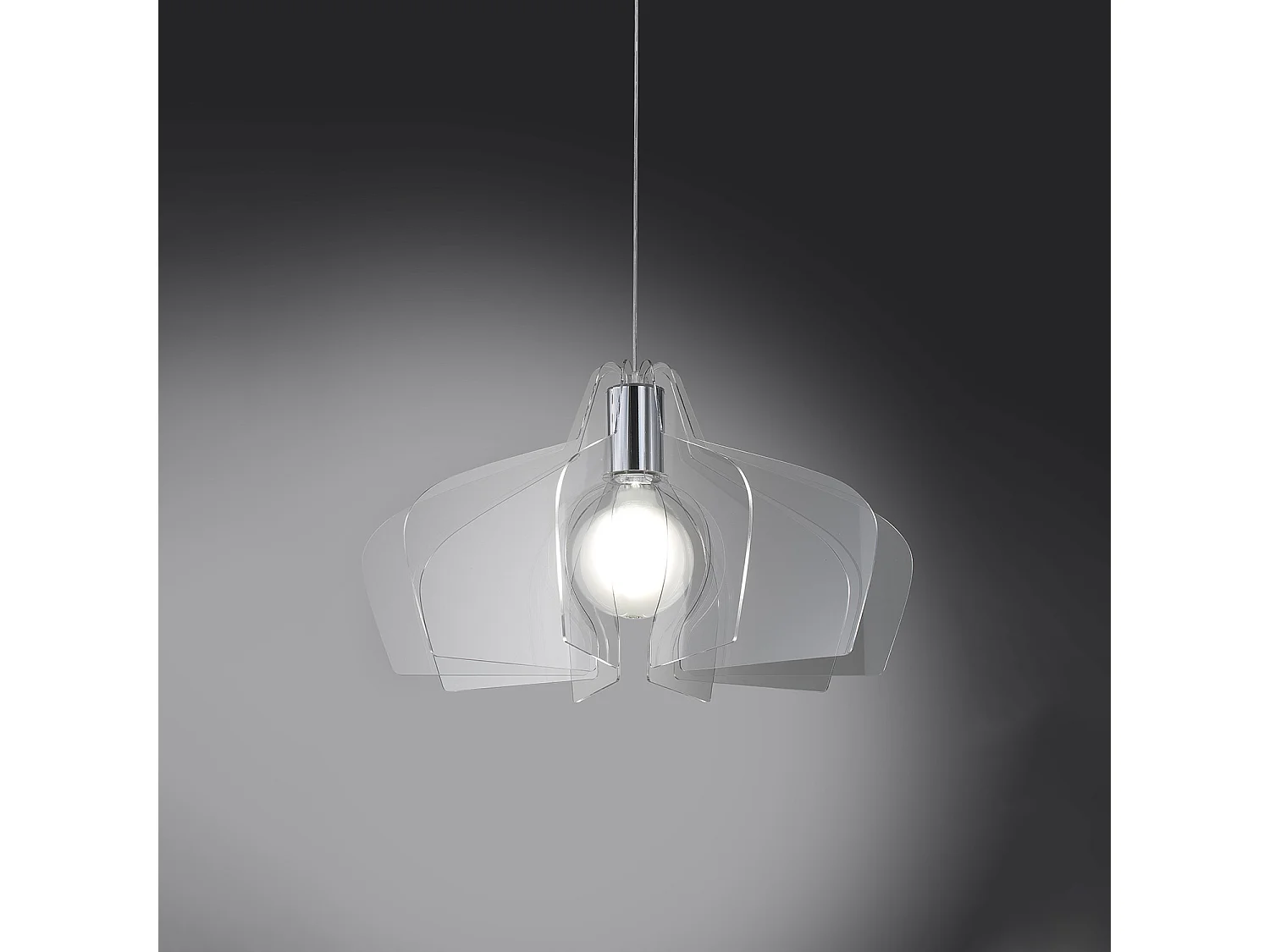 Sospensione Moderna Space Collection Polilux ® Trasparente Metallo Cromo E27