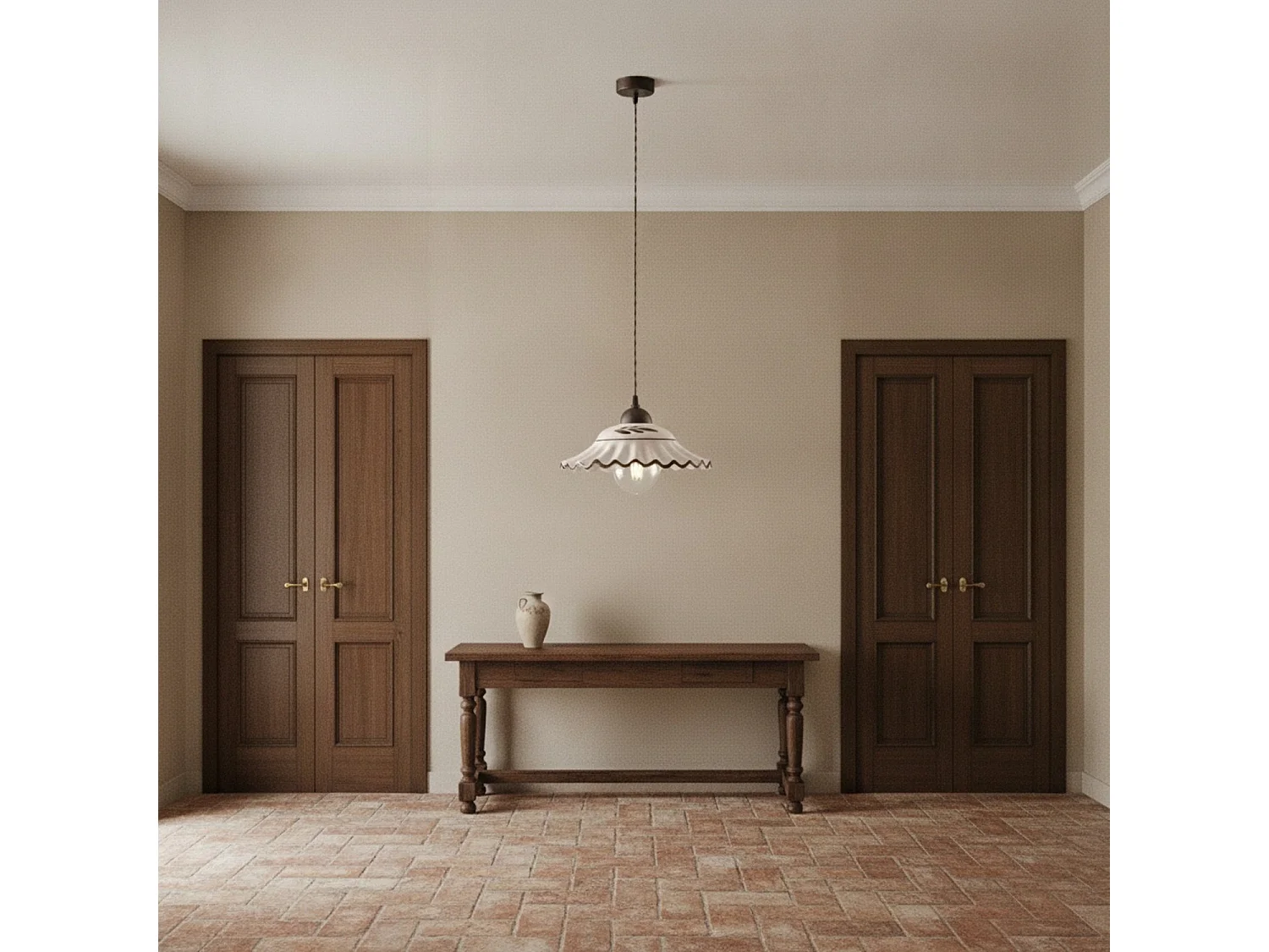 Lampadario Rustico Palma 1 Luce Bianco LuceArt Classic