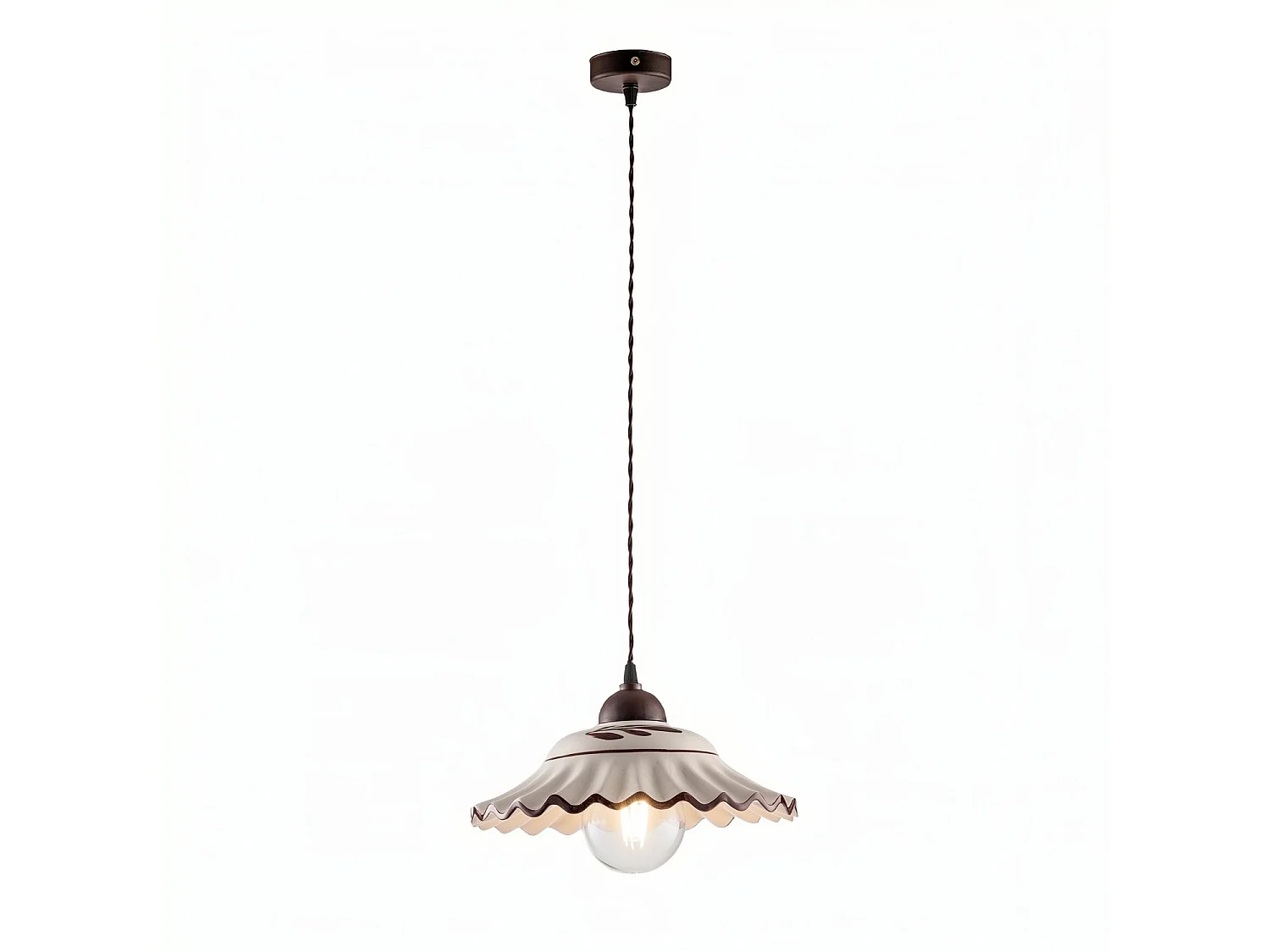 Lampadario Rustico Palma 1 Luce Bianco LuceArt Classic