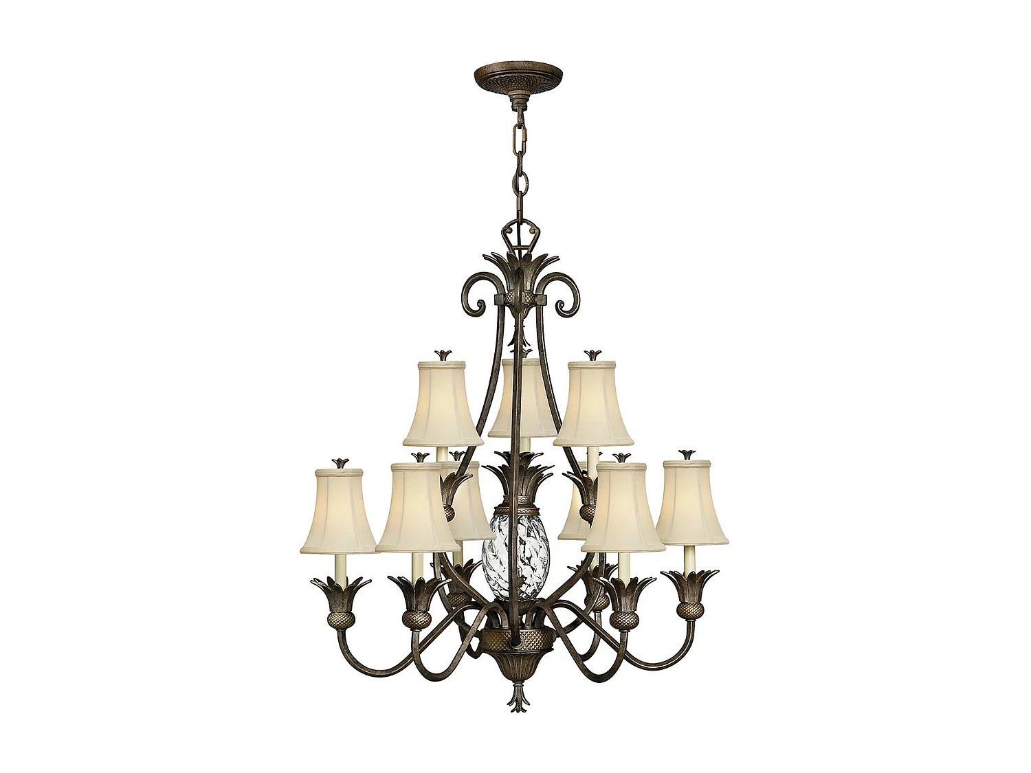 Elstead Plantation 10 Ljus Multi Arm Ljuskrona Pearl Bronze Finish, E14