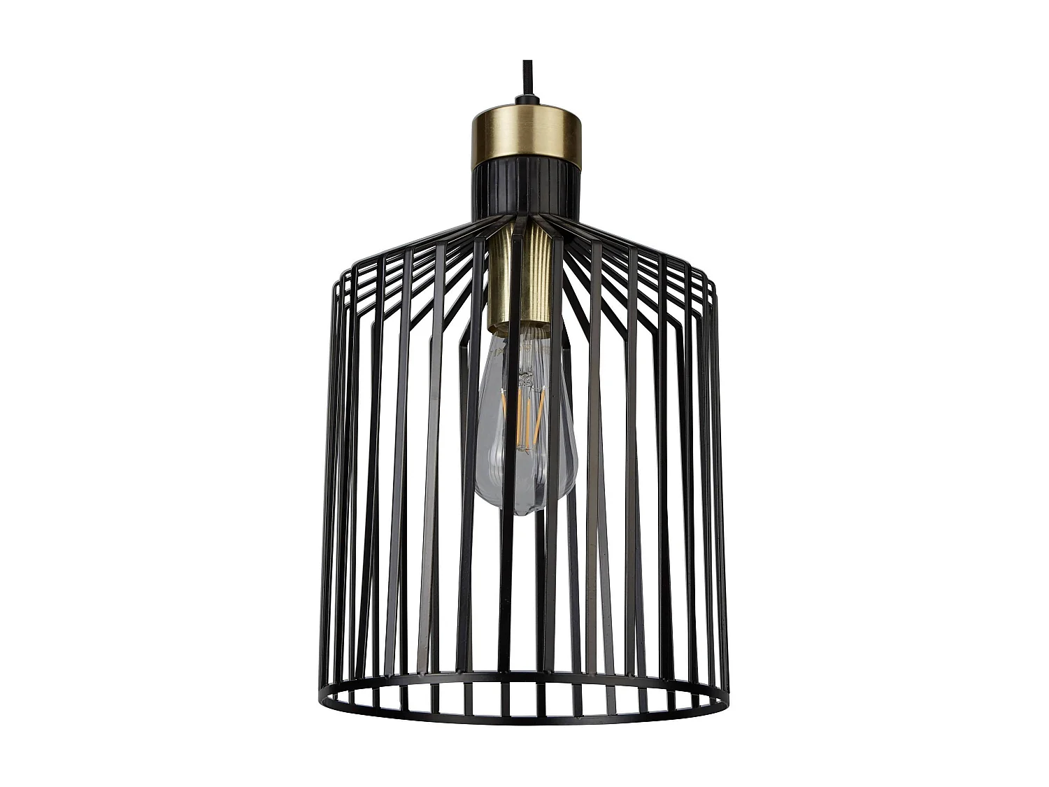 Searchlight Bird Cage - 1 Sospensione a soffitto a gabbia leggera Ottone antico, nero opaco, E27