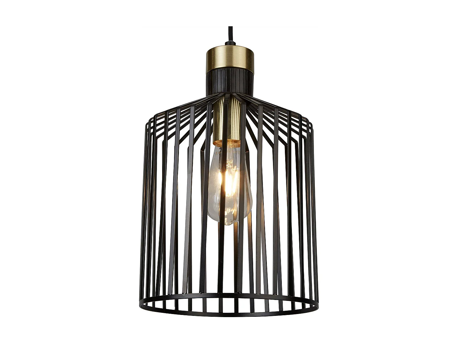 Searchlight Bird Cage - 1 Sospensione a soffitto a gabbia leggera Ottone antico, nero opaco, E27