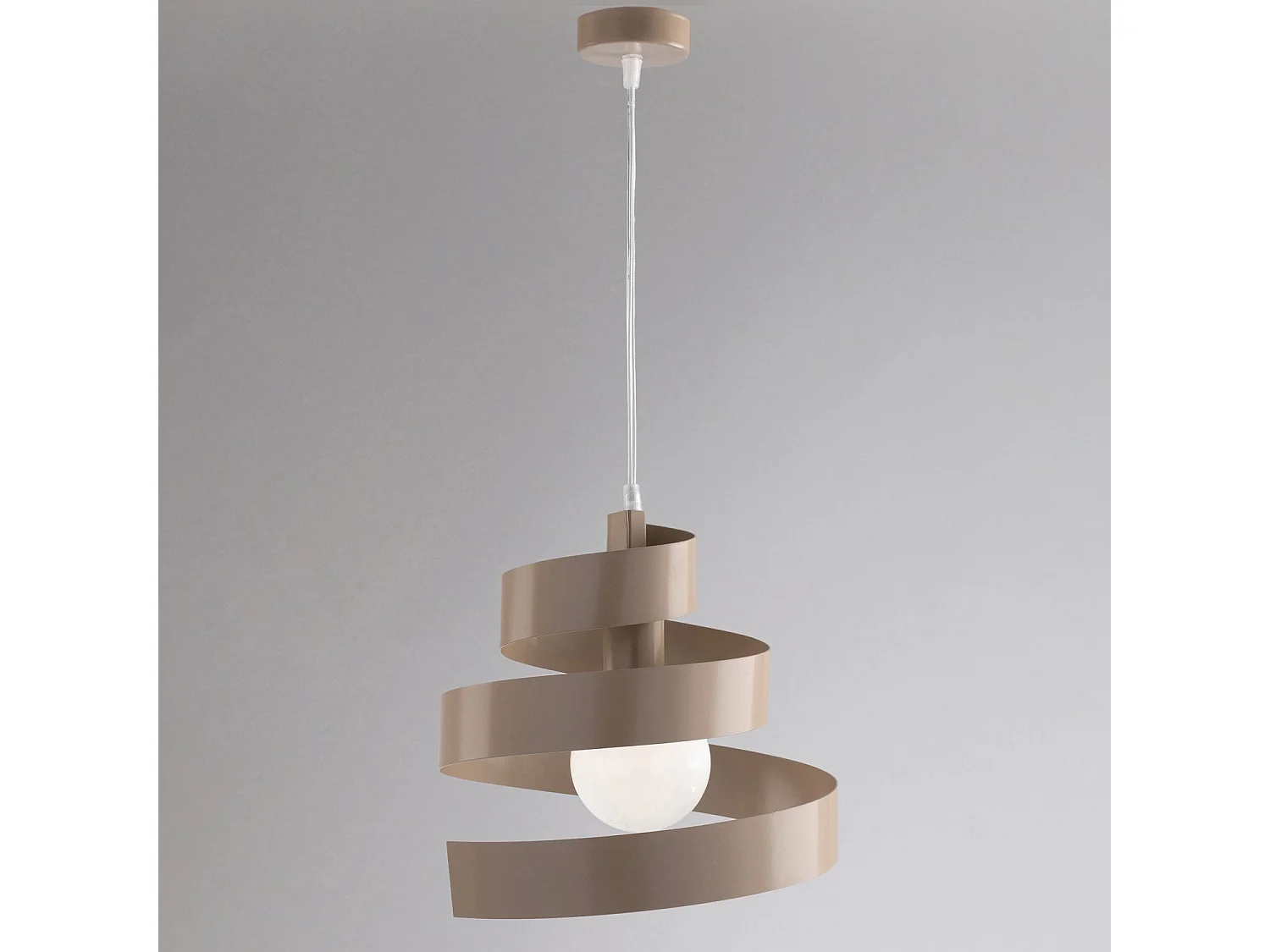 Sospensione Moderna Helix 1 Luce In Ferro Laccato Tortora