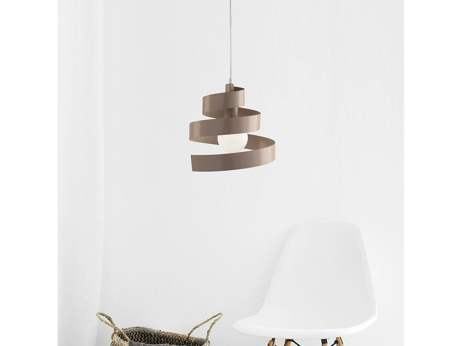 Sospensione Moderna Helix 1 Luce In Ferro Laccato Tortora