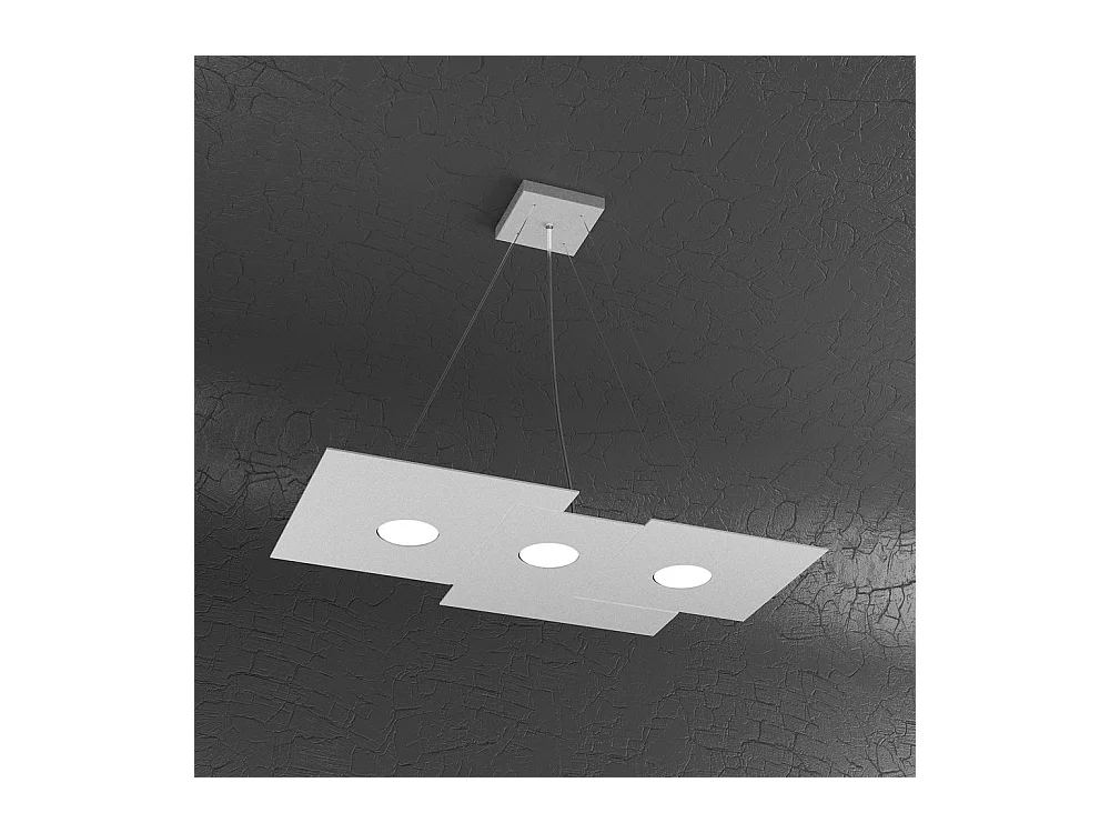 Suspension moderne Toplight Plate 67 x 35 cm en métal gris - Douille GX53 x 3 - Hauteur max. 100 cm