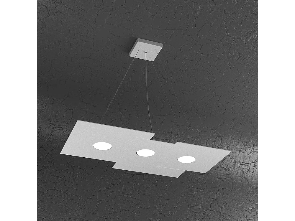 Suspension moderne Toplight Plate 67 x 35 cm en métal gris - Douille GX53 x 3 - Hauteur max. 100 cm