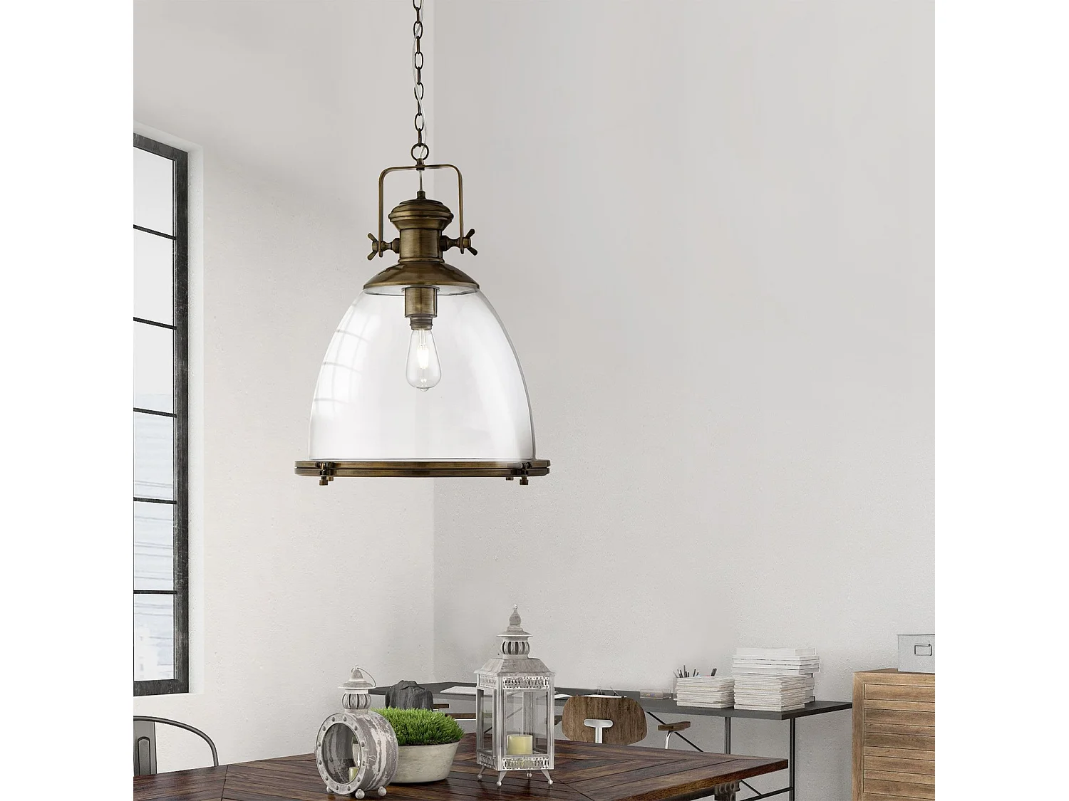 Sospensione Contemporanea Industriale Acciaio Adjustable Vetro Trasparente E27