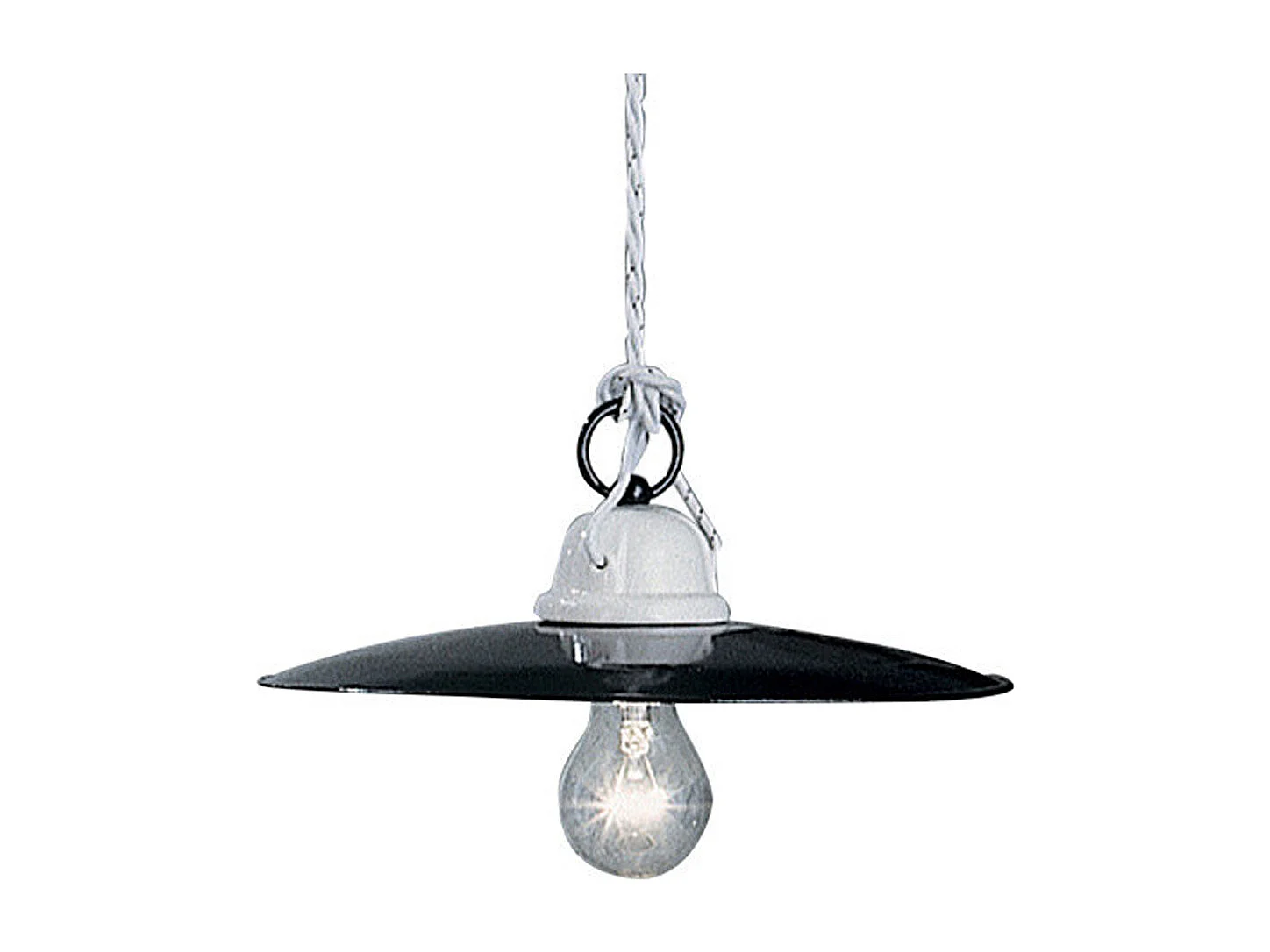 Lampadario Industrial Potenza Ferro E Ceramica Nero Diam. 25Cm 1 Luce E27