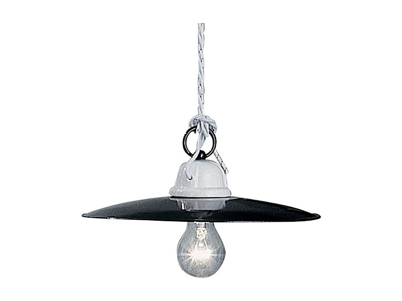 Lampadario Industrial Potenza Ferro E Ceramica Nero Diam. 25Cm 1 Luce E27