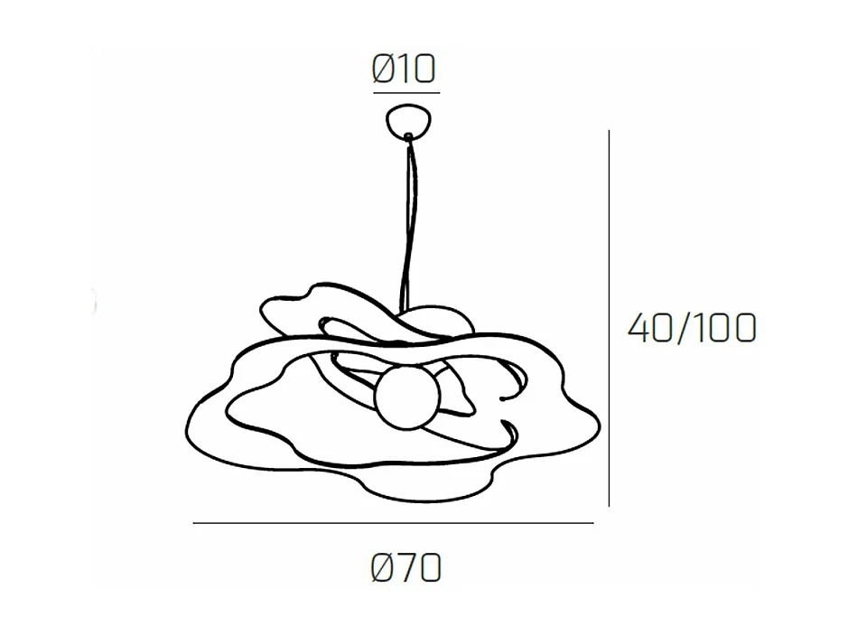Ripples Sospensione D.70 Cm. 1 Luce Bianco