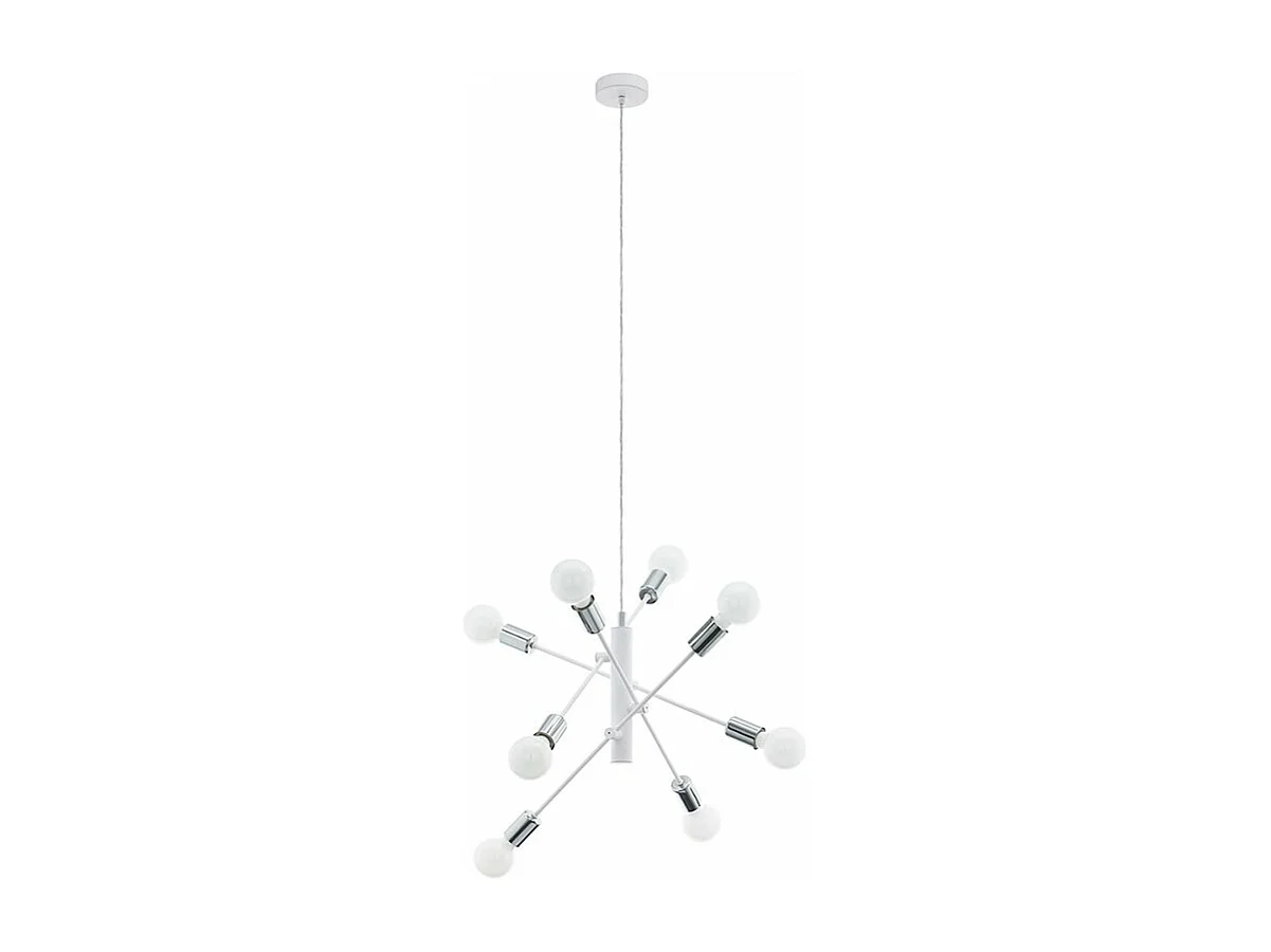 Lampadario Industrial Gradoli 8 Luci Acciaio Bianco E Cromo