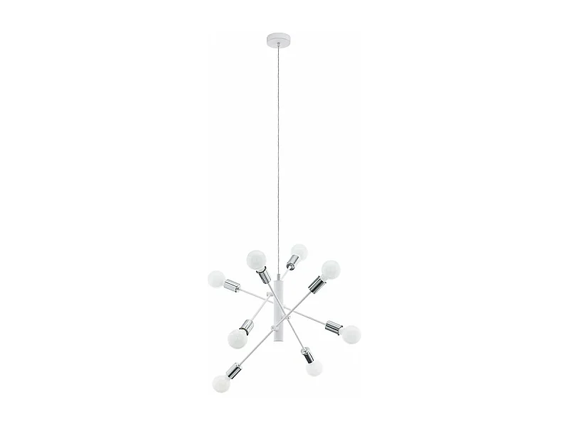 Lampadario Industrial Gradoli 8 Luci Acciaio Bianco E Cromo