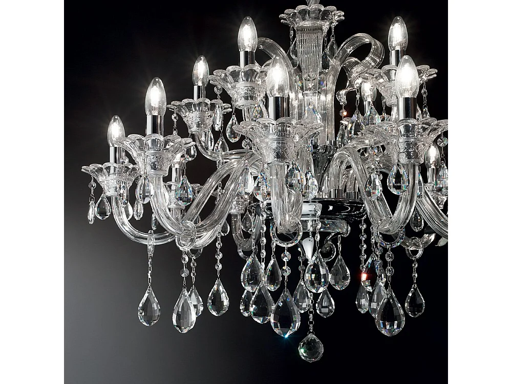 Ideal Lux Colossal Lustre à 15 ampoules en verre transparent, E14