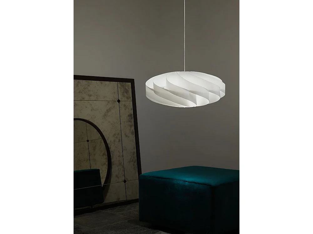 Lampadario Moderno Flat Polilux ® Bianco E Metallo Cromo 3 Luci E27
