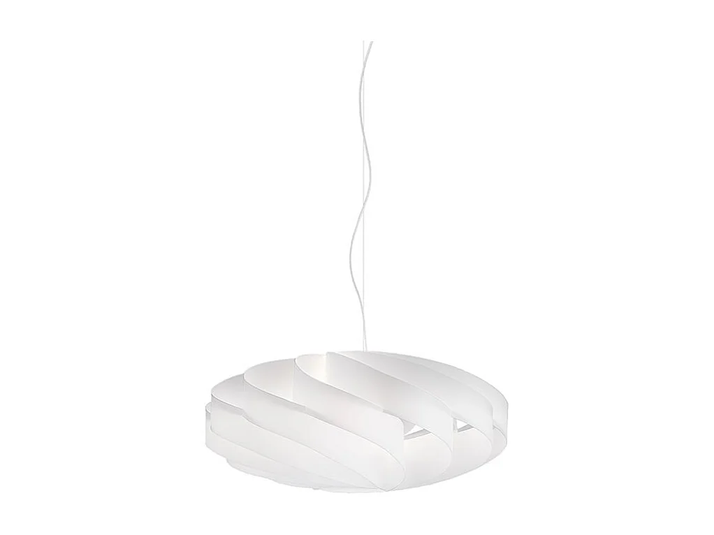 Lampadario Moderno Flat Polilux ® Bianco E Metallo Cromo 5 Luci E27