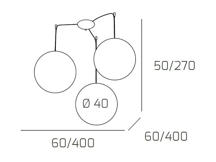 Sospensione Contemporanea Moon Metallo Cromo Vetro Bianco 3 Luci E27 D.40Cm