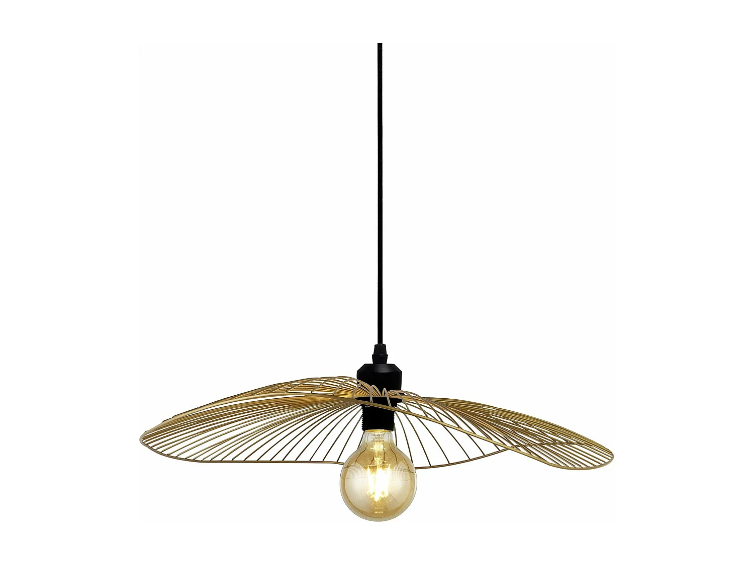 Sospensione Industrial-Nordico Onda Acciaio Nero Oro 1 Luce E27