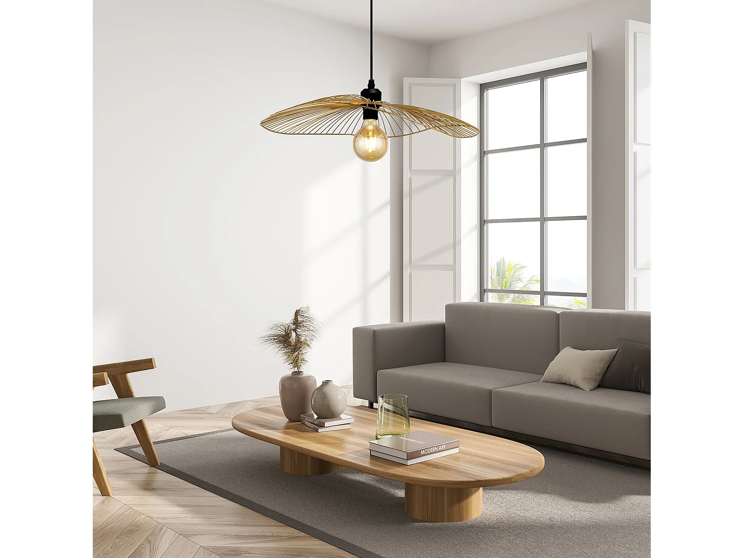 Sospensione Industrial-Nordico Onda Acciaio Nero Oro 1 Luce E27