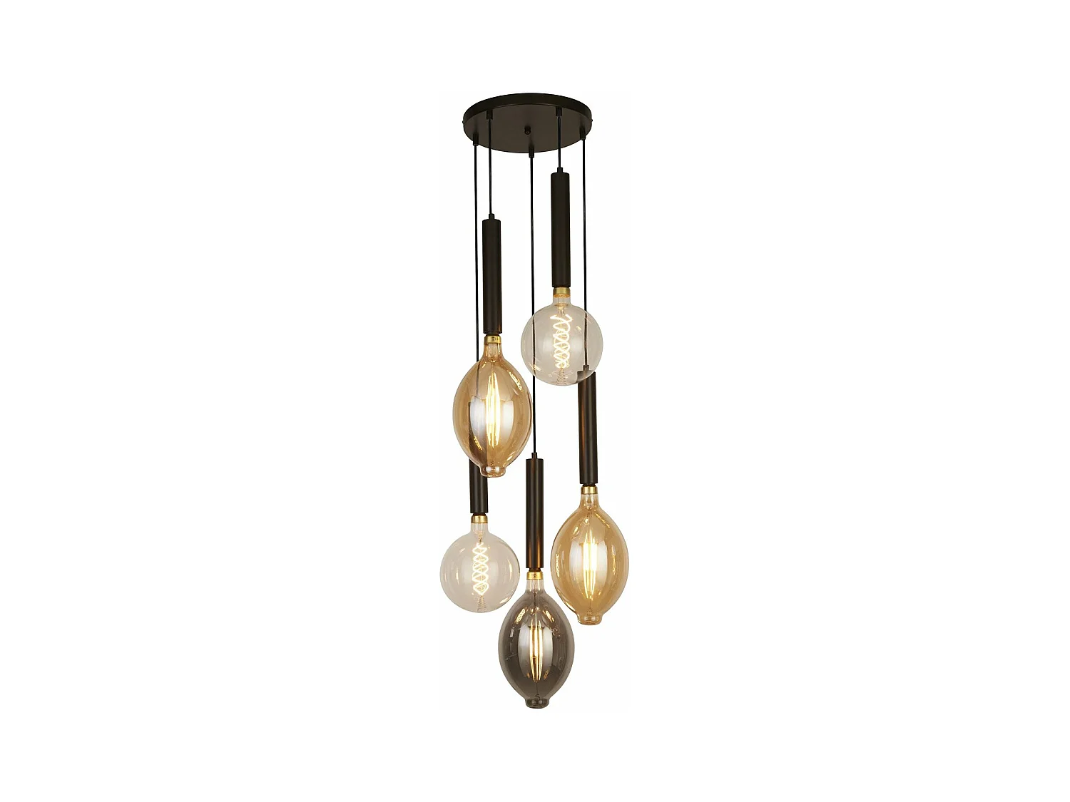 Lampadario Contemporaneo Dulwich Acciaio Nero 5 Luci E27