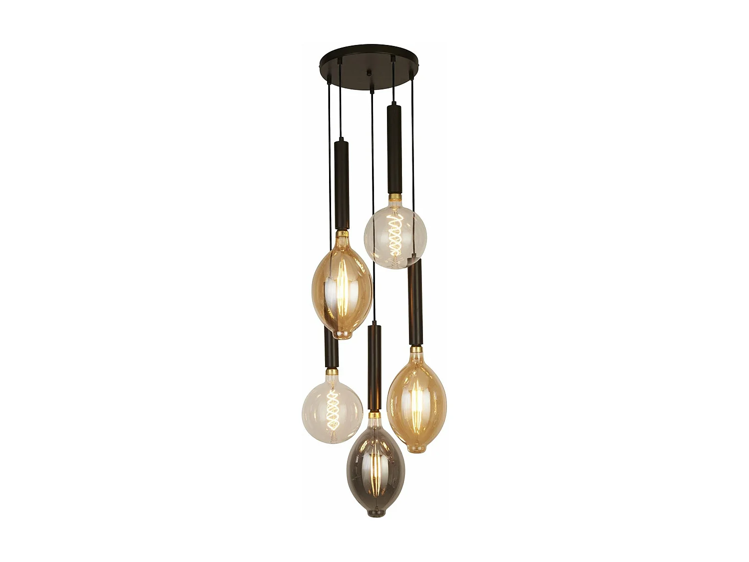 Lampadario Contemporaneo Dulwich Acciaio Nero 5 Luci E27