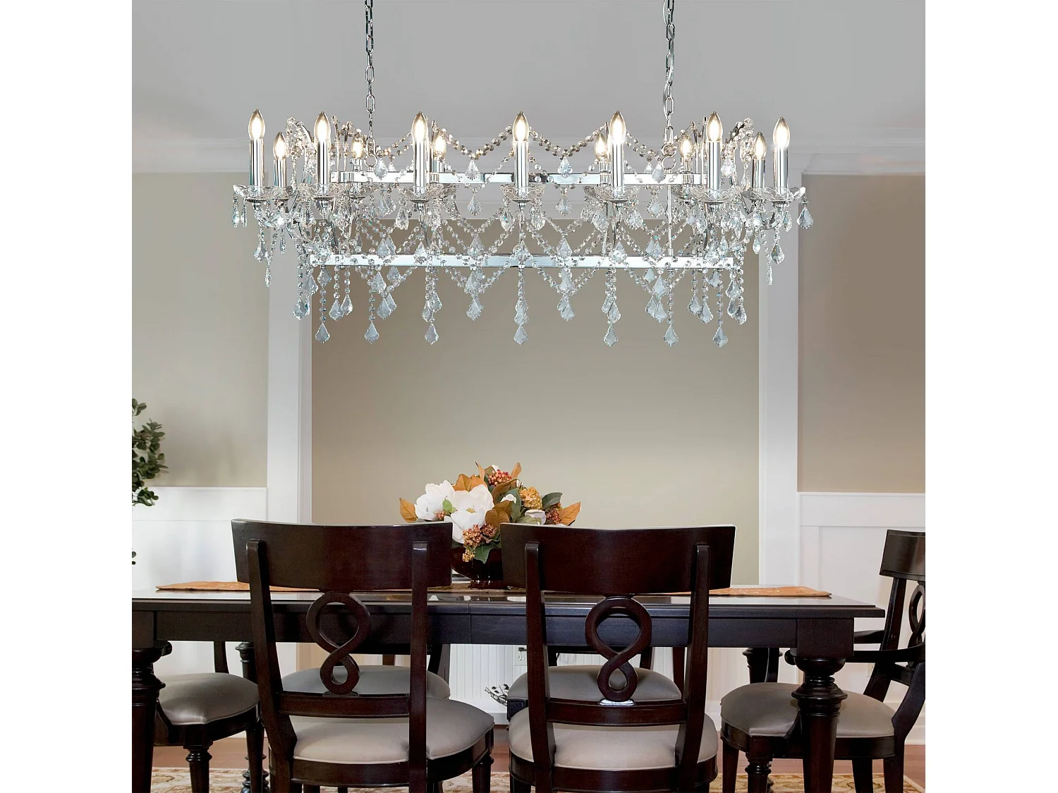 Searchlight Florence 14 ljus kristallkrona kromfinish, E14