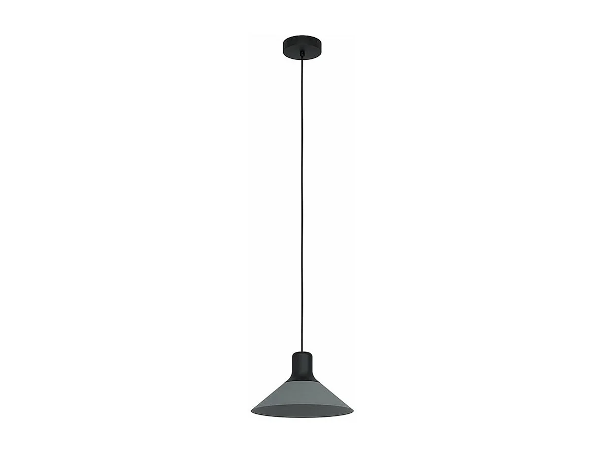 Lampadario Industrial Abreosa 1 Luce Metallo Nero E Grigio