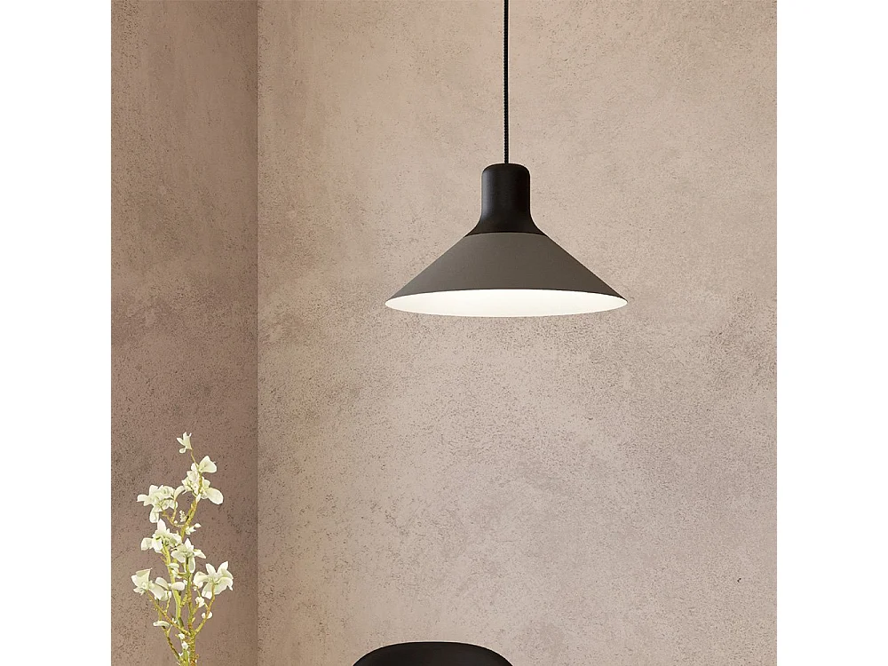 Lampadario Industrial Abreosa 1 Luce Metallo Nero E Grigio